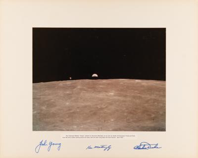 Lot #6342 Apollo 16 Signed Oversized 'Earthrise' NASA Photograph - Image 1