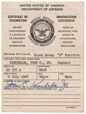 Lot #6003 Iven Kincheloe Signed 1957 USAF Immunization Booklet - Image 1