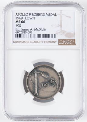 Lot #6097 Apollo 9 Flown Robbins Medallion - NGC MS 66 - From the Personal Collection of Jim McDivitt - Image 1