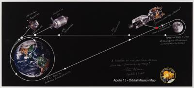 Lot #6270 Fred Haise Signed 'Apollo 13 Orbital Mission Map' Panoramic Print - Image 1