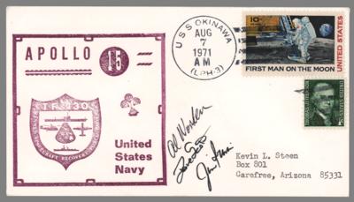 Lot #6334 Apollo 15 Crew-Signed Recovery Cover