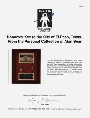 Lot #6216 Honorary Key to the City of El Paso, Texas - From the Personal Collection of Alan Bean - Image 2