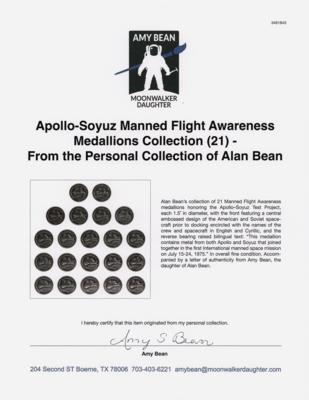 Lot #6433 Apollo-Soyuz Manned Flight Awareness Medallions Collection (21) - From the Personal Collection of Alan Bean - Image 5