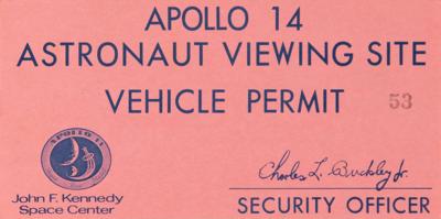 Lot #6301 Apollo 14 'Astronaut Viewing Site' Vehicle Permit - From the Personal Collection of Alan Bean - Image 1