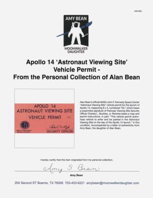 Lot #6301 Apollo 14 'Astronaut Viewing Site' Vehicle Permit - From the Personal Collection of Alan Bean - Image 3