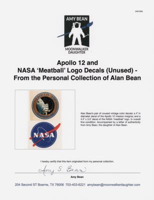 Lot #6190 Apollo 12 and NASA 'Meatball' Logo Decals (Unused) - From the Personal Collection of Alan Bean - Image 2