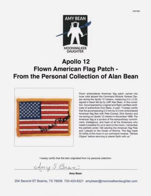 Lot #6169 Apollo 12 Flown American Flag Patch - From the Personal Collection of Alan Bean - Image 3