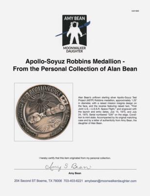 Lot #6429 Apollo-Soyuz Robbins Medallion - From the Personal Collection of Alan Bean - Image 6