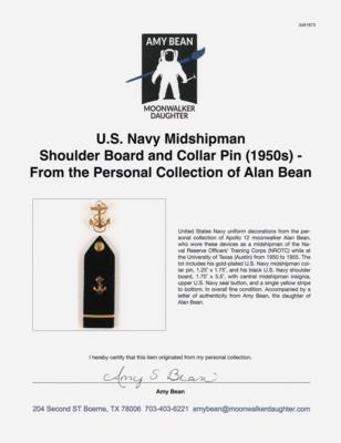 Lot #6239 U.S. Navy Midshipman Shoulder Board and Collar Pin (1950s) - From the Personal Collection of Alan Bean - Image 2