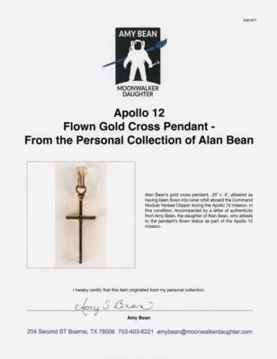 Lot #6170 Apollo 12 Flown Gold Cross Pendant - From the Personal Collection of Alan Bean - Image 3