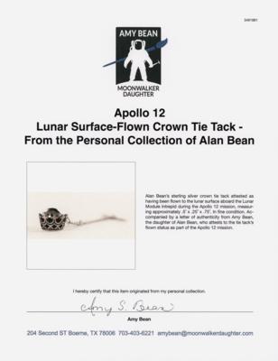 Lot #6178 Apollo 12 Lunar Surface-Flown Crown Tie Tack - From the Personal Collection of Alan Bean - Image 3