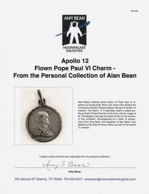 Lot #6171 Apollo 12 Flown Pope Paul VI Charm - From the Personal Collection of Alan Bean - Image 3