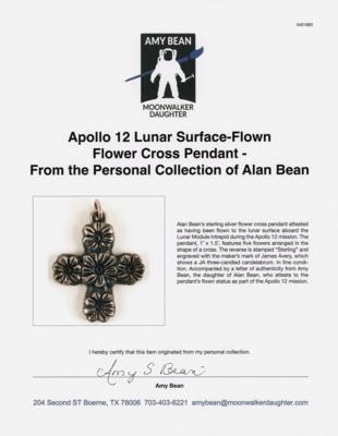 Lot #6179 Apollo 12 Lunar Surface-Flown Flower Cross Pendant - From the Personal Collection of Alan Bean - Image 3