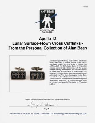 Lot #6177 Apollo 12 Lunar Surface-Flown Cross Cufflinks - From the Personal Collection of Alan Bean - Image 3