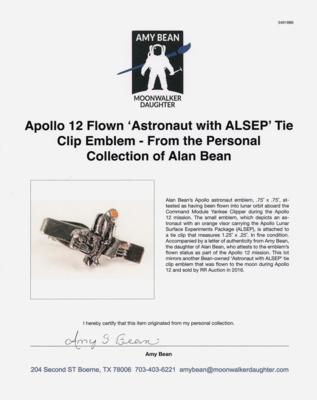 Lot #6168 Apollo 12 Flown 'Astronaut with ALSEP' Tie Clip Emblem - From the Personal Collection of Alan Bean - Image 3