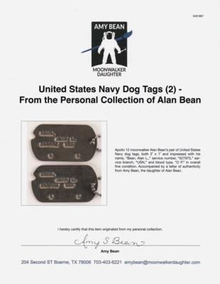 Lot #6240 United States Navy Dog Tags (2) - From the Personal Collection of Alan Bean - Image 2