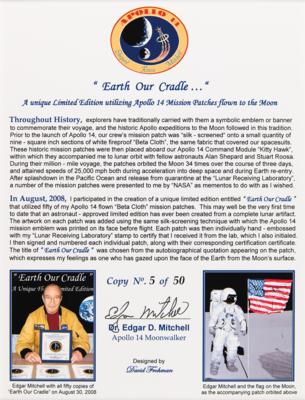 Lot #6279 Apollo 14 Flown Beta Patch - 'Earth Our Cradle' Presentation (Ltd. Ed. #5/50) from the Collection of Edgar Mitchell - Image 4