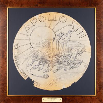 Lot #6251 Lumen Winter Original Apollo 13 Mission Insignia Concept Drawing for Bas Relief Sculpture - Image 1