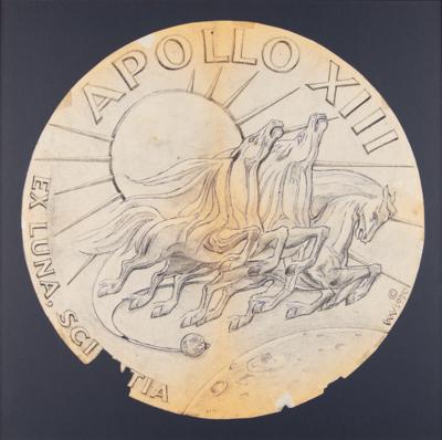 Lot #6251 Lumen Winter Original Apollo 13 Mission Insignia Concept Drawing for Bas Relief Sculpture - Image 2