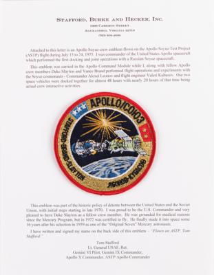 Lot #6430 Apollo-Soyuz Test Project Flown Crew Emblem Patch - From the Personal Collection of Tom Stafford - Image 4