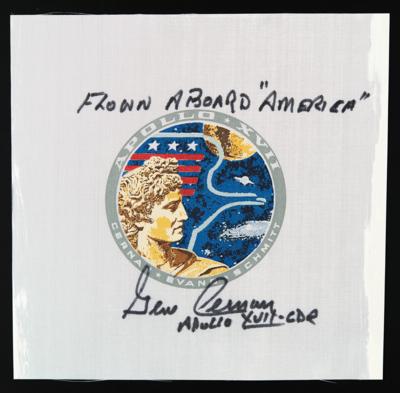 Lot #6351 Apollo 17 Flown Beta Patch Signed by Gene Cernan - Image 1