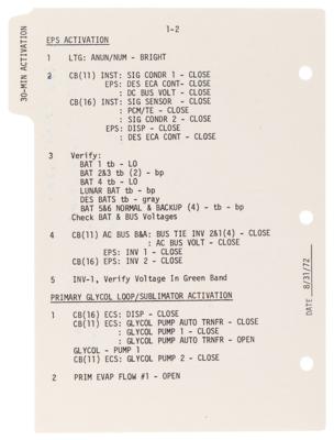 Lot #6355 Apollo 17 Lunar-Surface Flown Checklist Page Signed by Gene Cernan - Image 2