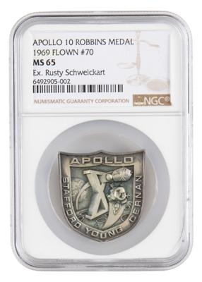 Lot #6108 Apollo 10 Flown Robbins Medallion - NGC MS 65 - From the Personal Collection of Rusty Schweickart - Image 1