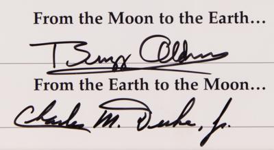 Lot #6137 Buzz Aldrin and Charlie Duke Signed 'First Words Spoken' Photograph - Image 2