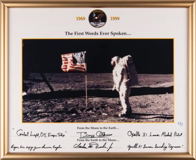 Lot #6137 Buzz Aldrin and Charlie Duke Signed 'First Words Spoken' Photograph - Image 3