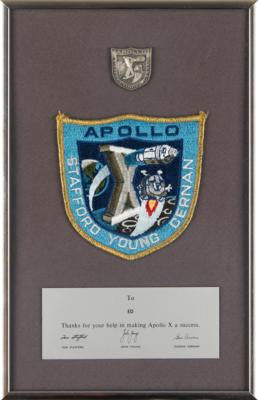 Lot #6109 Apollo 10 Flown Robbins Medallion and Crew-Presented Patch Display - From the Personal Collection of Edgar Mitchell - Image 1