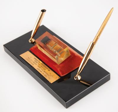 Lot #6281 Apollo 14 Flown Heatshield Desk Set - From the Personal Collection of Edgar Mitchell - Image 1