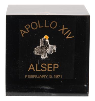 Lot #6276 Apollo 14 Flown ALSEP Emblem in Lucite - From the Personal Collection of Edgar Mitchell - Image 1