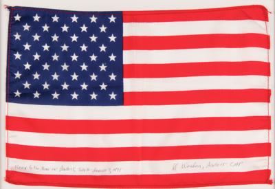 Lot #6321 Apollo 15 Flown Mid-Sized American Flag, Signed and Flight-Certified by CMP Al Worden - Image 2