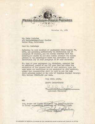 Lot #596 Busby Berkeley Document Signed - Image 1