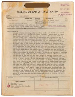 Lot #601 Charlie Chaplin: FBI File for "White Slave Traffic Act" Investigation - Image 1