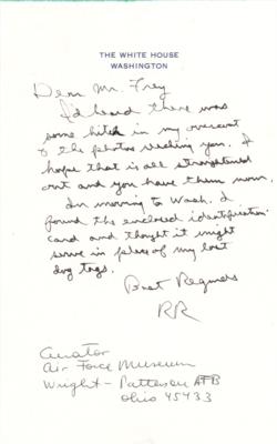 Lot #132 Ronald Reagan Autograph Letter Signed as President, Donating His Military I.D. Card to the U.S. Air Force Museum - Image 1