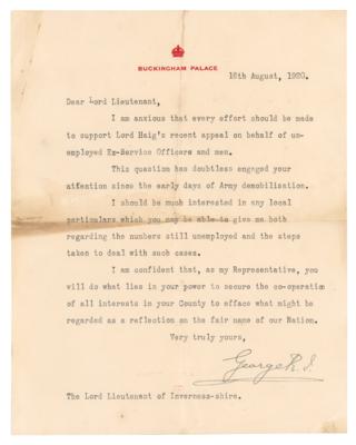 Lot #269 King George V Typed Letter Signed on