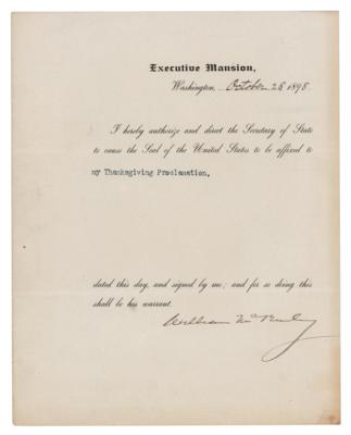 Lot #10 William McKinley Document Signed as