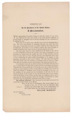 Lot #10 William McKinley Document Signed as President - Thanksgiving Proclamation - Image 2