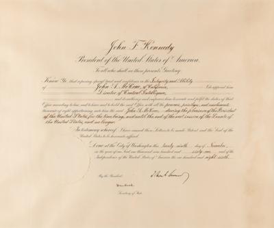 Lot #19 John F. Kennedy Document Signed as