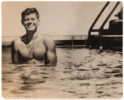 Lot #25 John F. Kennedy Signed Photograph to His Sister: "It only took five easy lessons" - Image 1