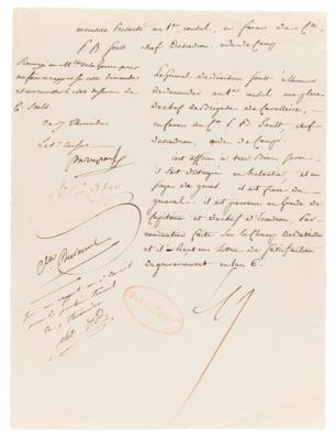 Lot #310 Napoleon and Louis-Alexandre Berthier Document Signed, Promoting War Hero P. B. Soult - Image 1