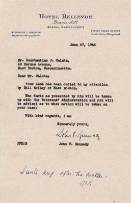 Lot #30 John F. Kennedy Typed Letter Signed, Two Months After Announcing His First Campaign for Congress - Image 1