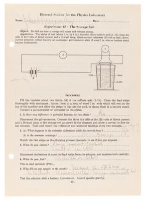 Lot #31 John F. Kennedy Choate Physics Lab Handwritten and Signed Worksheet (c. 1935), with a Physics Lab Page by Lem Billings - Image 5