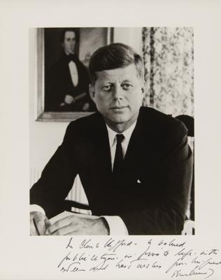 Lot #17 John F. Kennedy Oversized Signed Photograph by Alfred Eisenstaedt, Presented to Influential Advisor Clark Clifford - Image 2