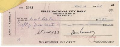 Lot #35 John F. Kennedy Bounced Assassination Check (November 14, 1963) - "Revoked by Death" - Image 2