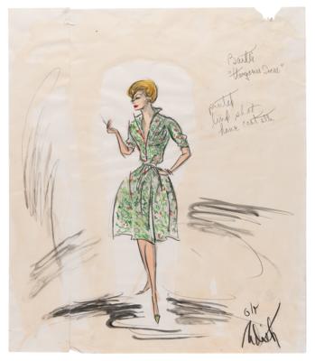 Lot #640 Edith Head Signed Original Costume Sketch for Janet Leigh in Wives and Lovers - Image 1