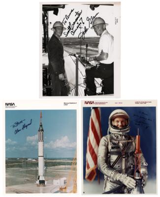 Lot #411 Mercury Astronauts (3) Signed Photographs: Shepard, Glenn, Cooper, and Carpenter - Image 1