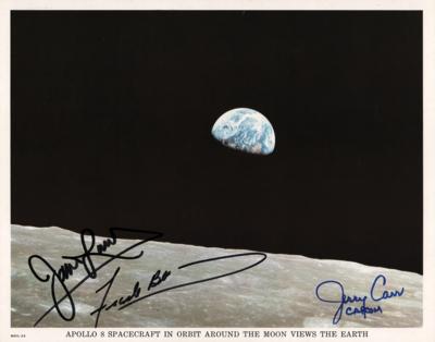 Lot #357 Apollo 8: James Lovell and Frank Borman Signed 'Earthrise' Photograph - Image 1