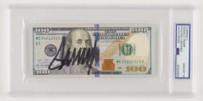 Lot #64 Donald Trump Signed $100 Dollar Bill - PSA GEM MT 10 - Image 1